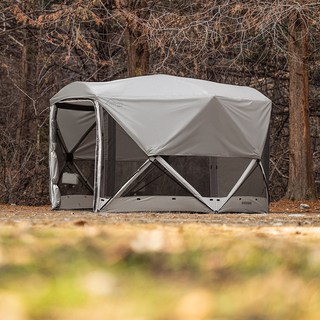 IDOOGEN Octagon 一鍵式帳篷 半六角形防雨外帳 + 收納袋, 淺灰色