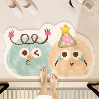 軟珪藻土地墊, 毛球 藍黃色, 2個