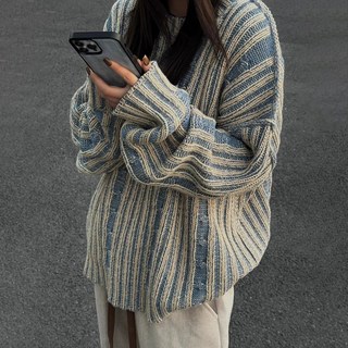 MEICHEL 女款Jema條紋復古撞色針織毛衣 11957