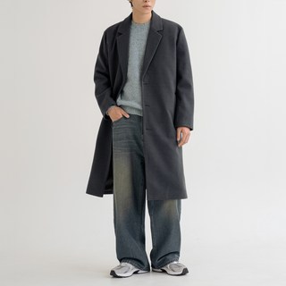 Zeta22 羊毛混紡寬鬆版型單排扣大衣