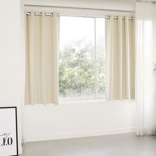 FREESPACE 基本款遮光窗簾 附窗簾綁帶, S號 (135 x 170cm), 象牙白