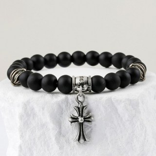 Shoveoff 男士十字架黑瑪瑙原石手鍊