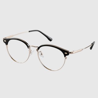 NUELEMEN 圓形貓眼染色半框情侶時尚眼鏡框