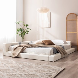 젠티스 사각스퀘어 저상형 패밀리침대 + 자가드 PK 매트리스 세트 방문설치, 화이트