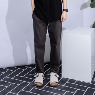 THEGANZI 鬆緊腰寬版錐形斜紋棉褲