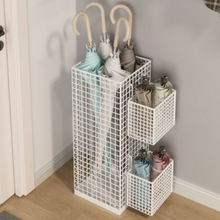 피라모니 현관 업소용 인테리어 튼튼한 우산꽂이 정리함 세트, 1세트, 화이트