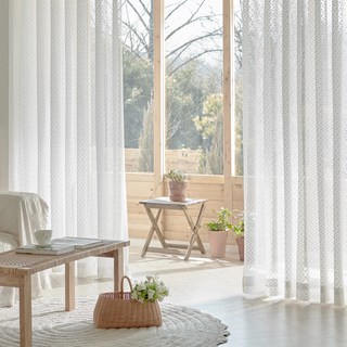 VIEW HOUSE Chainy 蕾絲網紗窗簾 2件組, 白色