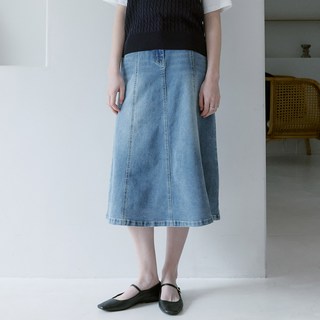클라비스 데님 플레어 스커트