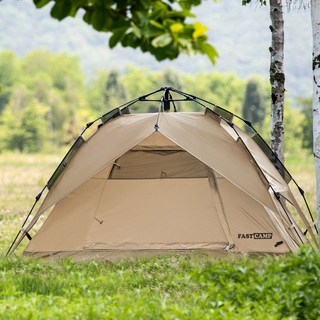 FAST CAMP Auto 4 一鍵式方形遮陽帳篷, 卡其色, 4人用