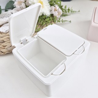 多功能按壓式加深小物收納盒 白色, 1個