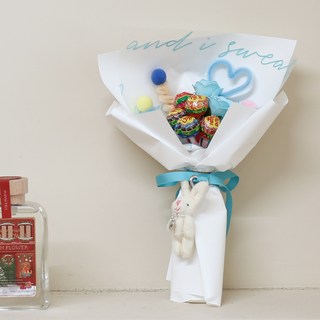 ASPASIA Toto Bunny 鑰匙圈 Chupa Chups 毛根花束, 藍色