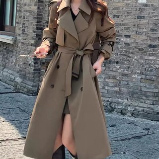 Goodif 女款垂墜綁帶A字風衣