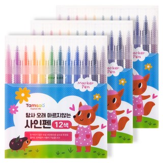 Tamsaa 兒童不易乾12色彩色筆, 3個, 12種