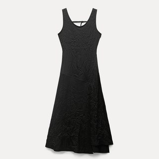 MIXXO 女性抓皺緞面長版連身裙, 19 黑色