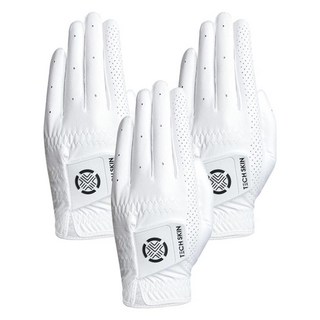 Techskin 男士 Flex Fit 高爾夫手套 左手用, 3個, 白色