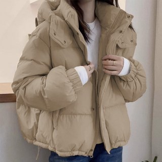 Sunbint女款Growin防寒日常素色連帽短羽絨外套