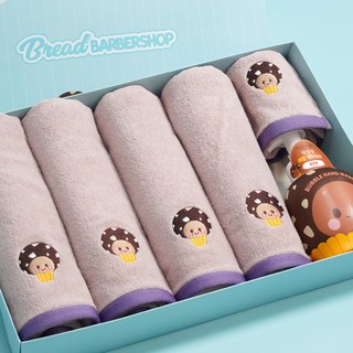 CHUNGMU TOWEL Kloumang 麵包理髮廳 角色禮物 刺繡洗臉毛巾 160g 30支 精梳棉紗 4入, 巧克力, 1個