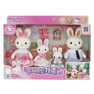 Kongji Rabbit 快樂家庭絨毛娃娃組, 140mm, 1組, 快樂家庭 多色