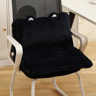 德芙洛商務 軟綿綿貓咪一體式椅背靠墊, 黑色