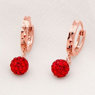 miniart 女性用 14K 石榴石 金針 鏡面球 一月誕生石 耳環 RS454
