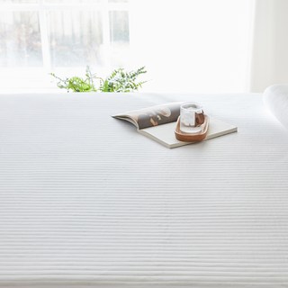 아담데코 휴비스 듀라론 콜드키퍼 퓨어아이스 냉감 침대패드 + 냉감 베개패드 세트, 화이트 스트라이프, 쿨매트+쿨베개 세트