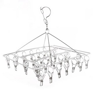 iRoom 優倍適 防風款不鏽鋼方形曬衣襪架 30夾, 銀色