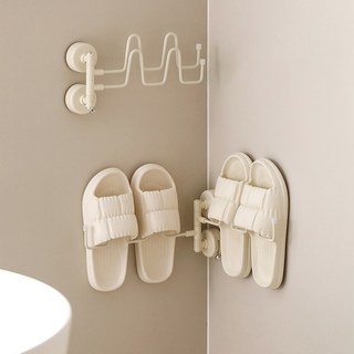 리빙공감 회전형 흡착식 욕실 실내화 정리대, 크림, 1개