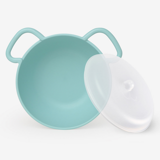 NIneware 動物小狗麥片碗 + 蓋子組, 薄荷綠, 1套