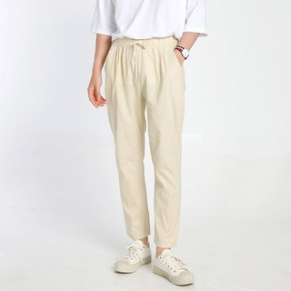 카멜 린넨 9부 통기성 일자바지