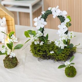 flowertree 相片桌 自然花卉拱門 3件組, 1套, 白色