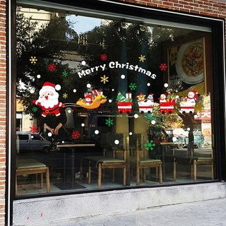 LOVELY FARM 易於黏貼的聖誕節無痕窗戶裝飾貼紙, 聖誕老人雪橇火車 C 09