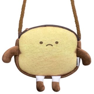 Sayaka 紗彌佳 日系甜美趣味情緒吐司造型萬用小物收納斜背包, 不高興款