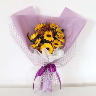 Happy World 人造向日葵永生花束, 混合顏色, 1個