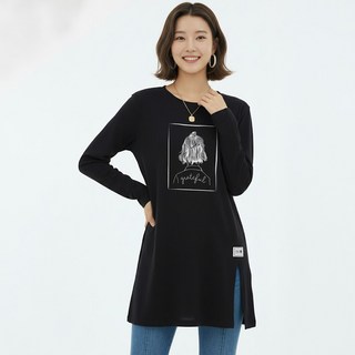 ATTERLIC 女款女孩印花開衩袖長版T恤 11402