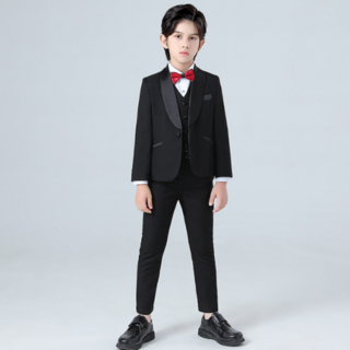 Orange Damom 男童紅色領結燕尾服西裝5件組