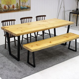 라디에타파인 우드슬랩 원목 스타벅스 테이블 40 x 800 x 2000 mm 고객직접설치, 6인용