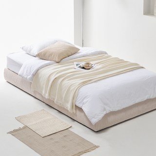 도모 메르 코듀로이 무헤드 침대프레임 방문설치, 크림