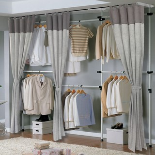 gahwahomesys 大容量 6層 高級窗簾式 掛衣架 LB4600STC_G, 灰色