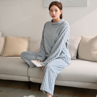 GLAM GONGGAM Onion 女款絨毛睡衣長袖兩件式套裝