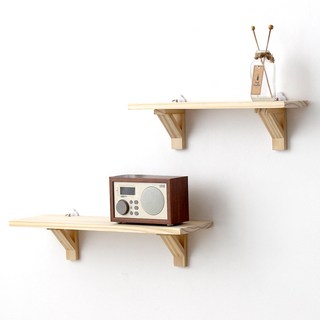 OLIVING 原木免鑽孔無支架牆壁層架 2入 + 無痕釘 4入組, 單一顏色, 1層