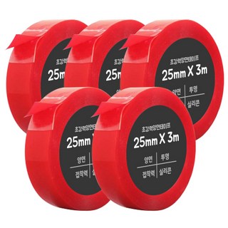 DADA 高黏度無痕防水雙面膠帶 25mmx3m PU塑膠, 5個