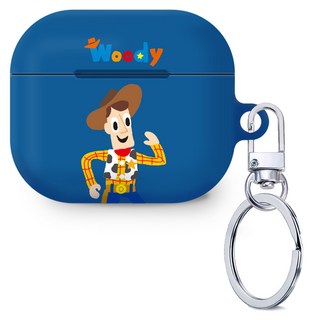 迪士尼 玩具總動員3 藍色 胡迪 AirPods 3代 保護殼 + 鑰匙圈, 單一商品, 混合色, 1個