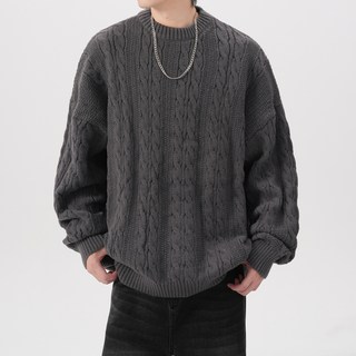 INFIOUS 男士簡約基本款麻花針織衫 I263-0034