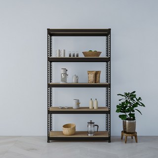 speedrack 免螺絲組裝式鐵製角鋼層架, 黑色, 5層