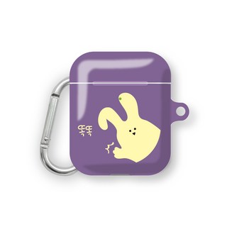 프루그나 토끼입니다 에어팟 하드케이스 + 카라비너, 퍼플, 1개