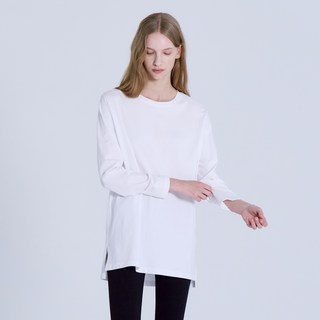 BASIC HOUSE 女款透氣棉質單層長版長袖T恤 LATS0217