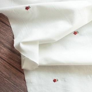 Lily Fabric 刺繡水洗棉麻布 攝影用小卡背景布, 01花朵刺繡, 1個