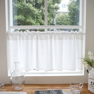 ANDCOTTON 防透視高密度雪紡紗短窗簾, 白色