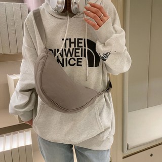 Elsso 女款復古撞色半月日常斜背包, 灰色