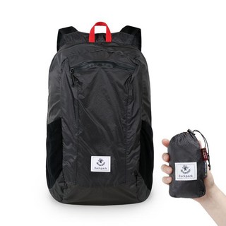 4Monster 超輕量便攜式可折疊登山後背包 24L, 黑色